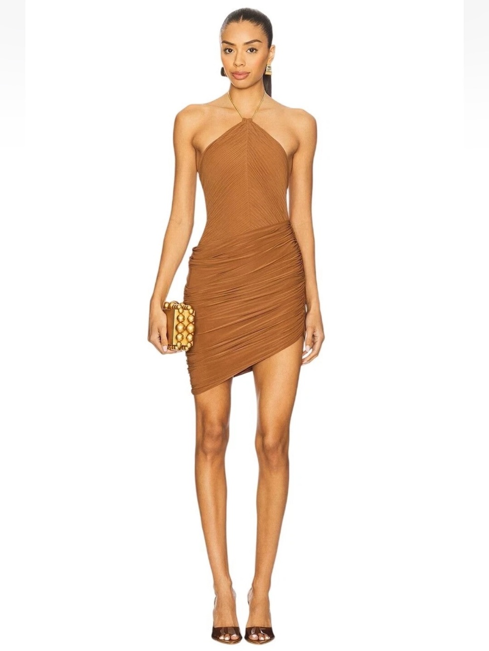 Ronny Kobo Delphine Dress in Tobacco Womens Halter Bodysuit Sz Médium NWT